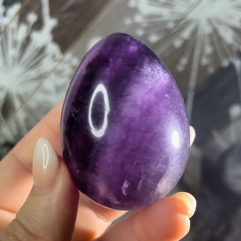 Purple Fluorite Crystal Egg